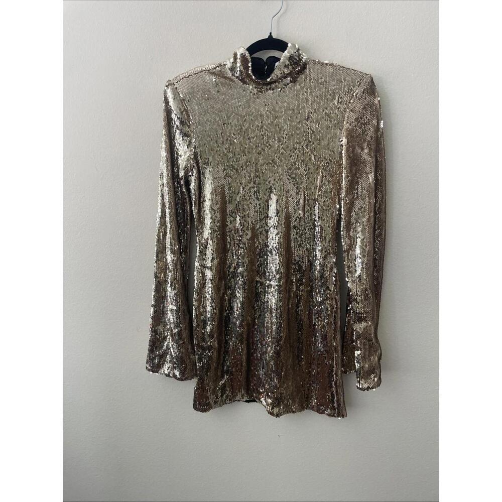 NWT Revolve Marit Mini Sequin Dress Champagne Silver L'Academie Party Holiday S - Picture 9 of 12
